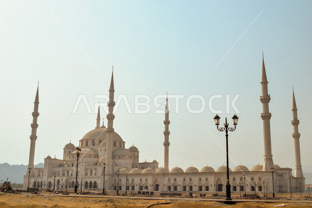 صورة لجامع الشيخ زايد بن سلطان آل نهيان في إمارة الفجيرة بدولة الإمارات العربية المتحدة ، مسجد الشيخ زايد بالفجيرة ، العبادة والتقرب الى الله ، الفن الاسلامي المعماري في الإمارات ، مسجد الشيخ زايد الكبير 