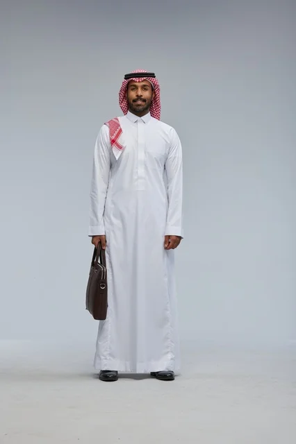 Saudi Businessman in Thobe Holding Briefcase