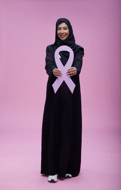 Saudi Woman Pink Ribbon Breast Cancer Awareness Studio