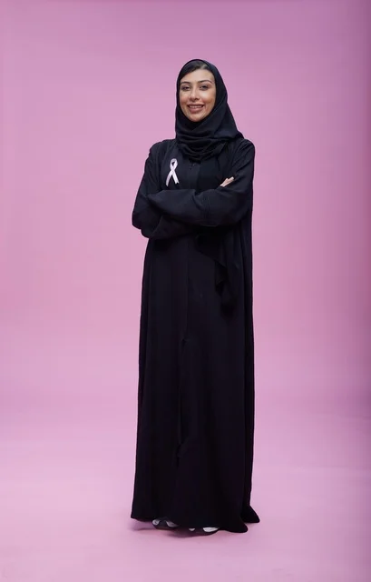Saudi Woman Breast Cancer Awareness Pink Background