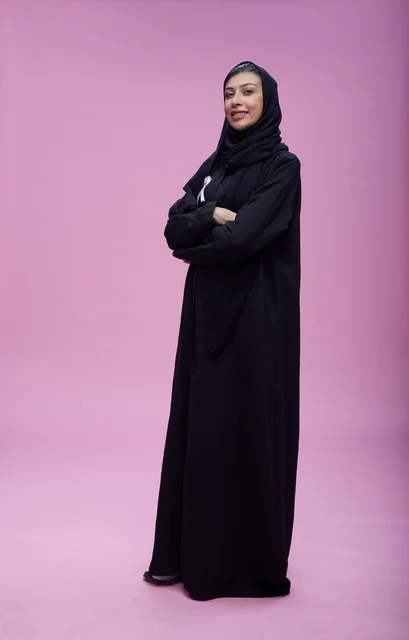 Saudi Woman Breast Cancer Awareness Pink Background