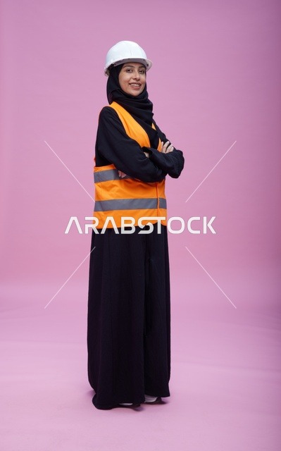 Saudi engineer standing in safety attire