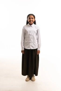 Saudi Schoolgirl in Official White and Green Uniform