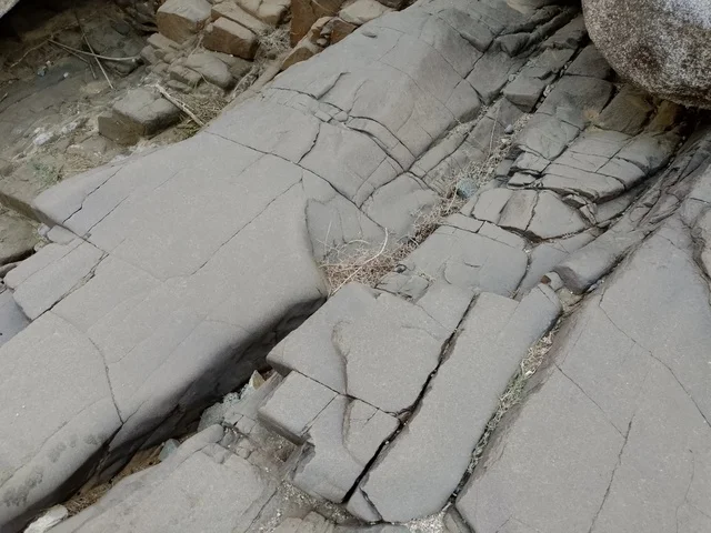 Natural Grey Cracked Rock Formations in Al-Baha