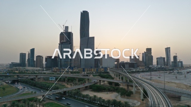 KAFD Riyadh Skyline with Modern Skyscrapers at Sunset