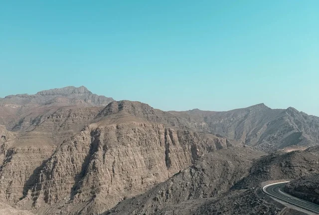 Mountain Road in UAE Rocky Landscape