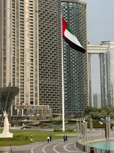 علم الإمارات في دبي وسط المدينة