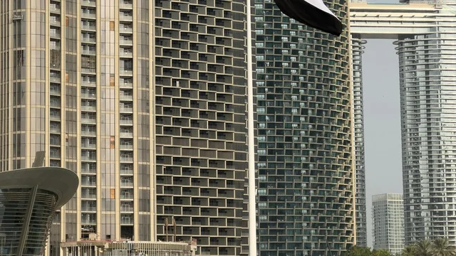 Modern Skyscrapers in Dubai Marina UAE Daylight