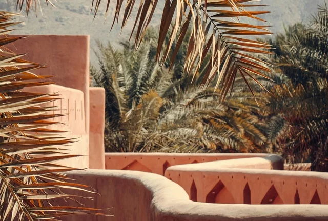Traditional Clay Architecture in Oman Palm Oasis