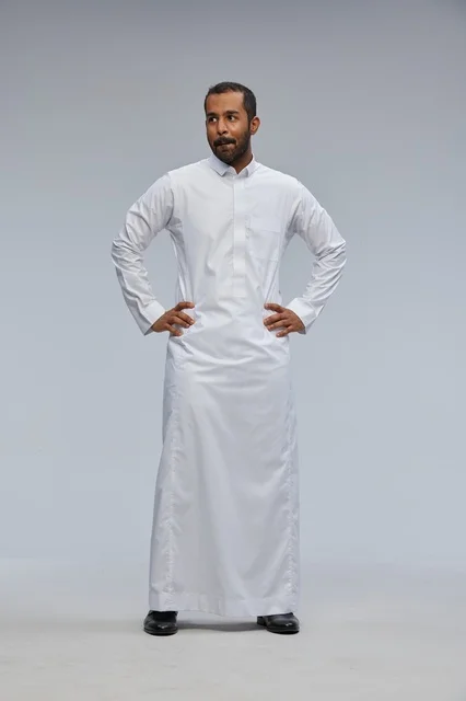Saudi Man in White Thobe Studio Pose