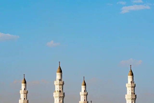Minarets of Mosque in Al-Madinah Al-Munawwarah Saudi Arabia