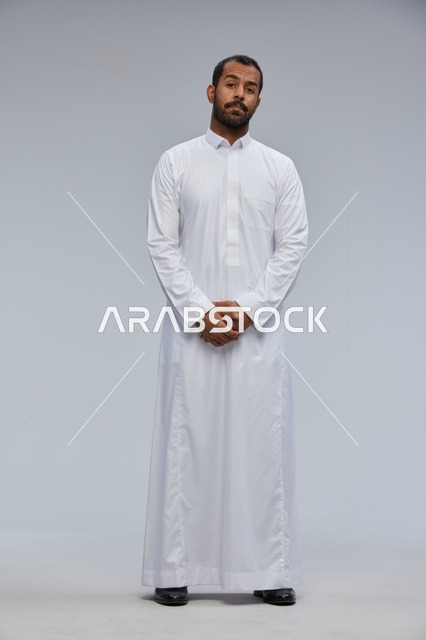 Saudi Man in White Thobe Studio Portrait