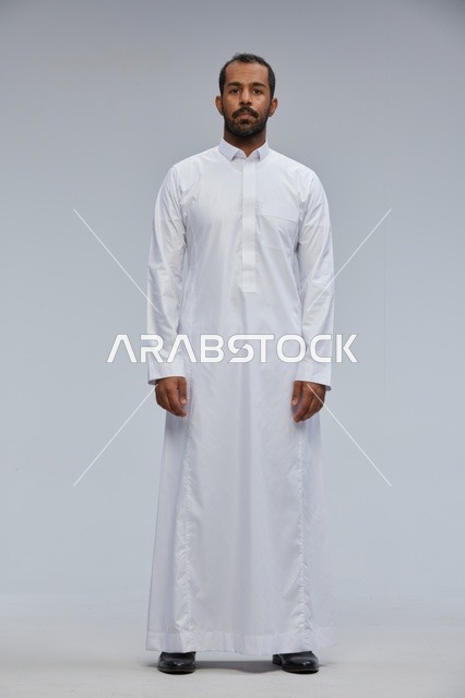 Saudi Man in White Thobe Studio Portrait