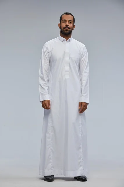 Saudi Man in Traditional White Thobe Studio Portrait