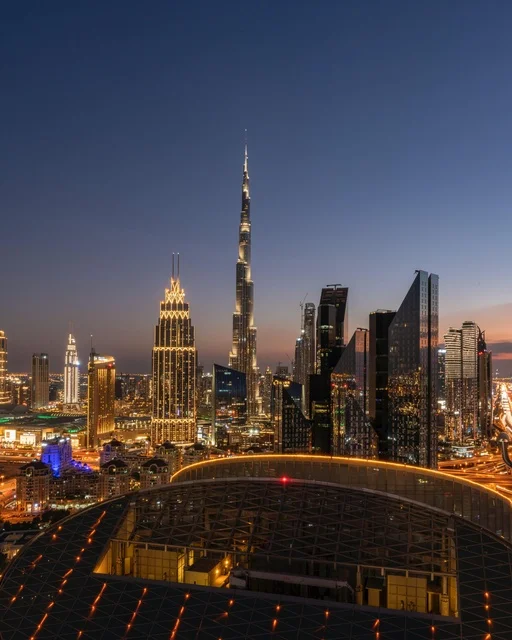 Burj Khalifa Dubai Skyline Urban Night Architecture View