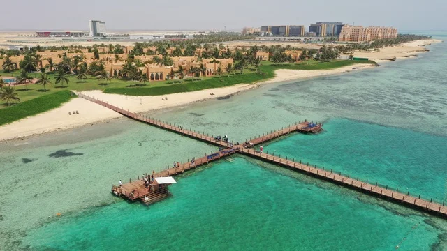Aerial View of Red Sea Resort Pier Saudi Arabia