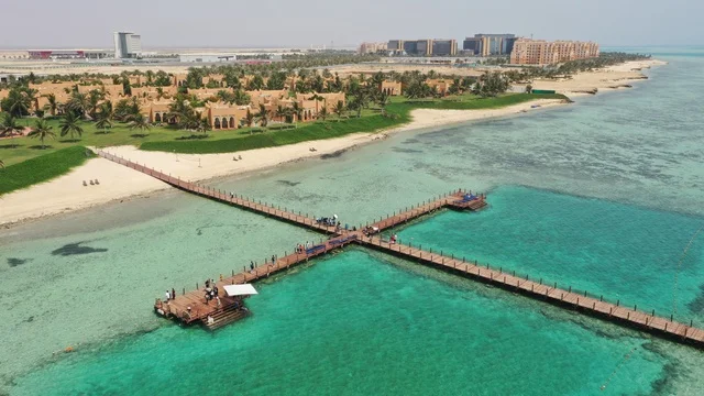 Aerial View of Red Sea Pier and Resort Saudi Arabia