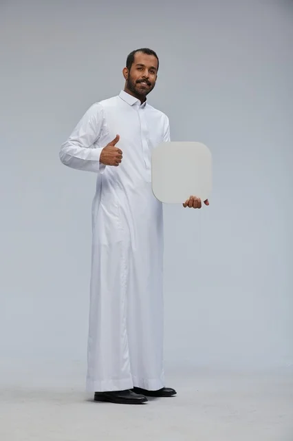 Saudi Man Holding Blank Sign with Thumbs Up