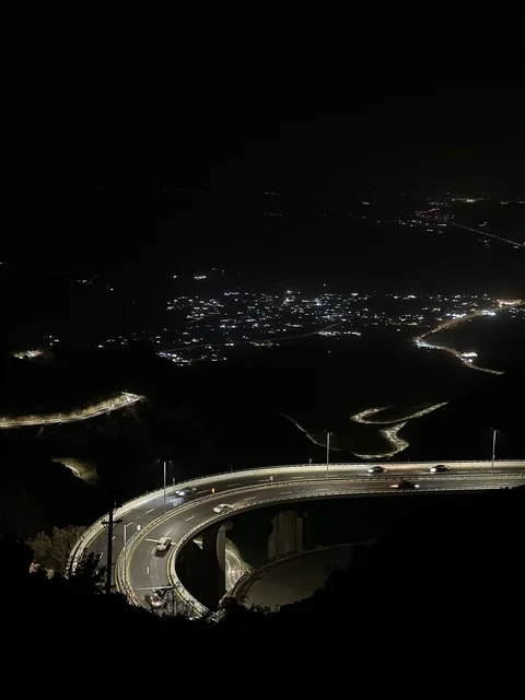 Night View of Aqabat Al Taif Winding Mountain Road