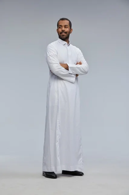 Saudi Man in White Thobe Studio Portrait