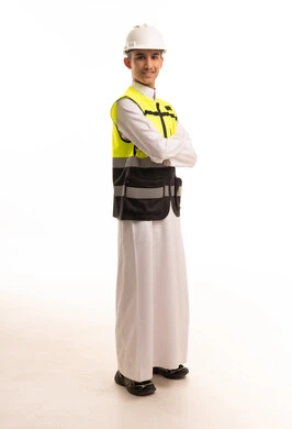 Saudi Male Engineer in Safety Gear on White Background