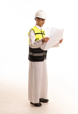 Saudi Male Engineering Student Holding Blueprints