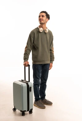 Arab Man with Suitcase on White Background