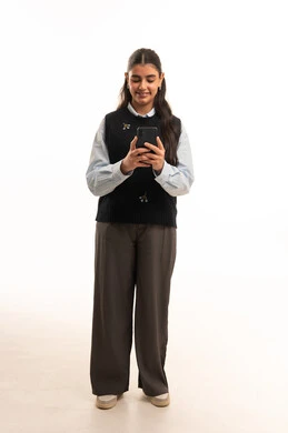 Saudi Woman with Smartphone on White Background