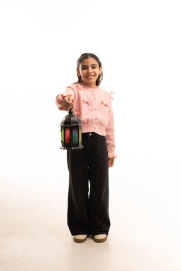 Saudi Girl with Traditional Ramadan Lantern in Studio