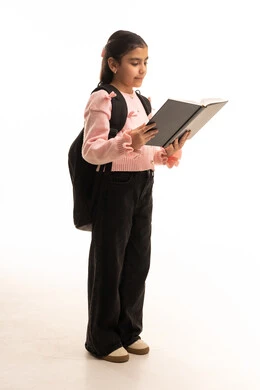 Saudi Student Girl Reading Book on White Background