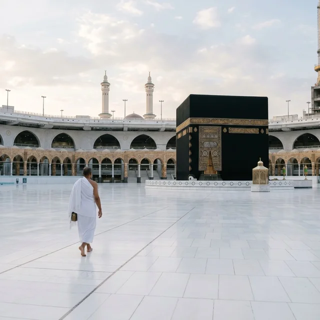 Muslim Pilgrim at Holy Kaaba Masjid al-Haram Mecca