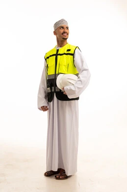 Omani Engineer in Safety Vest with Hard Hat