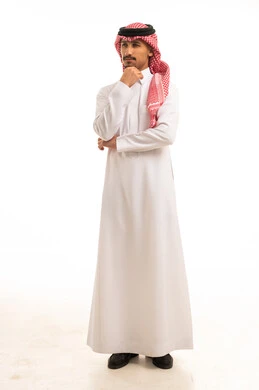 Saudi Man in Traditional Thobe and Red Shemagh