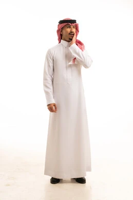 Saudi Man in Traditional Dress with Shocked Expression