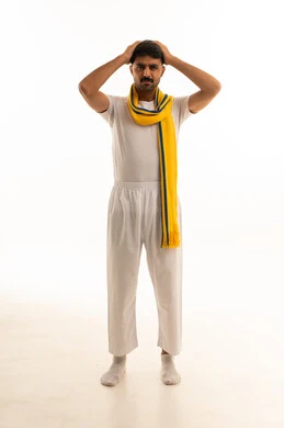Saudi Man Sports Fan Expressing Frustration in Studio