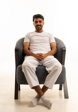 Saudi Man in White Traditional Undergarments