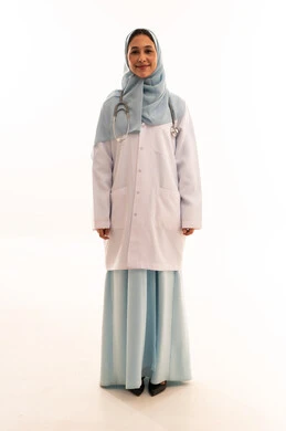 Arab Female Doctor in White Lab Coat and Hijab