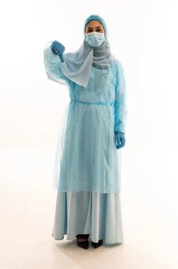 Arab Female Healthcare Worker Thumbs Down Gesture
