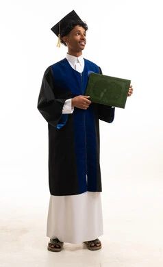 Saudi Graduate in Thobe and Gown with Diploma