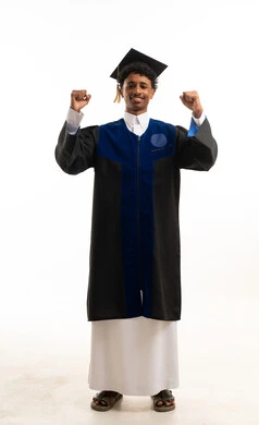 Saudi Male Graduate in Traditional Thobe and Gown