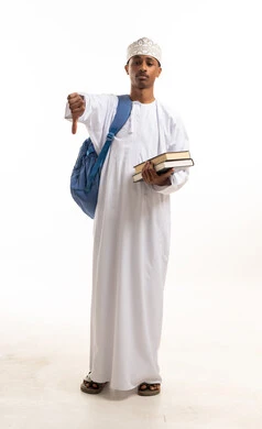 Omani Student Giving Thumbs Down Gesture