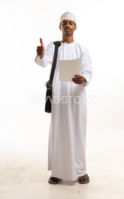 Omani Man with Document Giving Thumbs Up