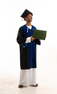 Omani Graduate Holding Diploma on White Background