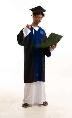 Omani Graduate Student Celebrating Success in Studio