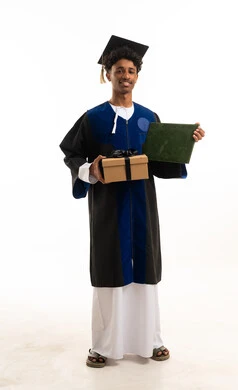 Omani Male Graduate with Diploma and Gift Box