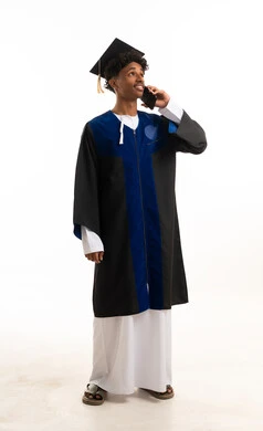 Omani Graduate Student Talking on Smartphone in Studio