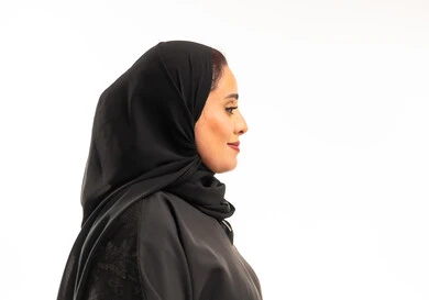 Emirati Woman in Black Abaya Side Profile