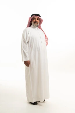 Saudi Man in Traditional Thobe on White Background