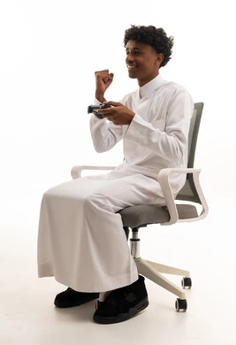 Saudi Man Gaming Victory White Background