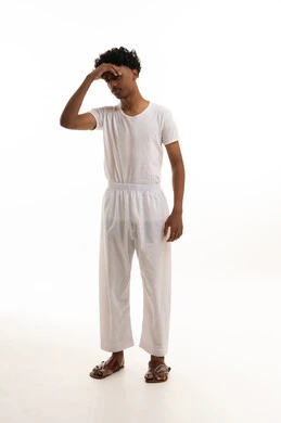 Saudi Man in Traditional Underwear Feeling Stressed